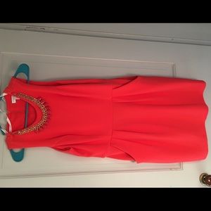Coral Dress with attached necklace